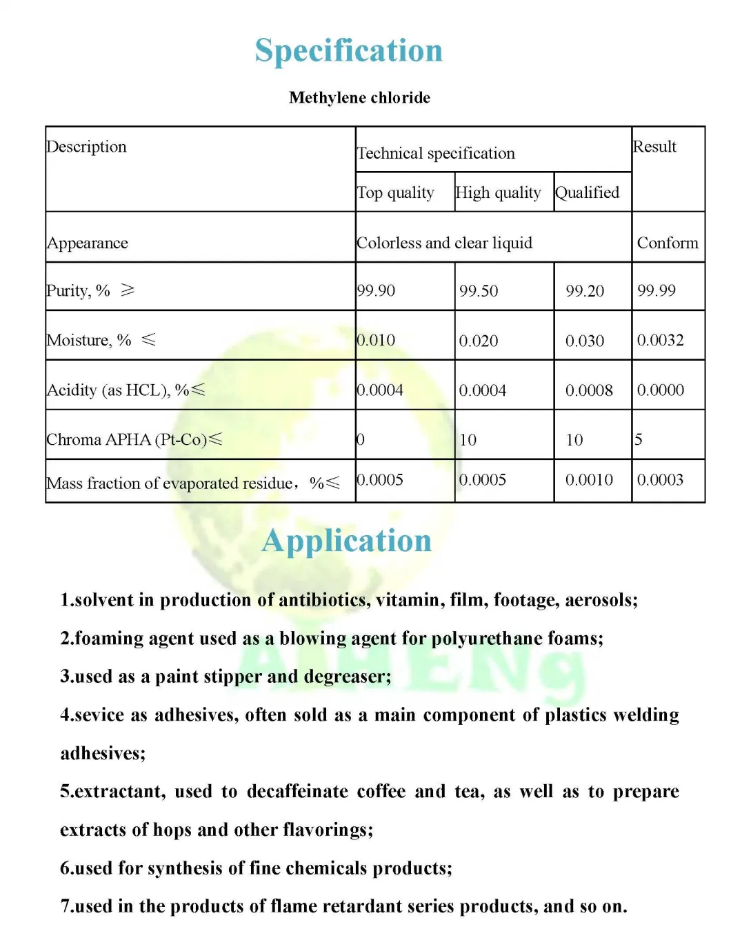 China Manufacture High Quality SSD Cleaning Solution Chemical 99% Dichloromethane/Mc